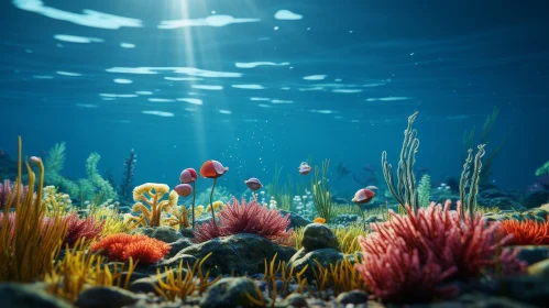 Tranquil Underwater Scene with Colorful Fish and Coral