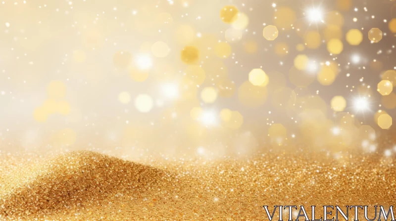 Elegant Golden Glitter Background with Snowflakes AI Image