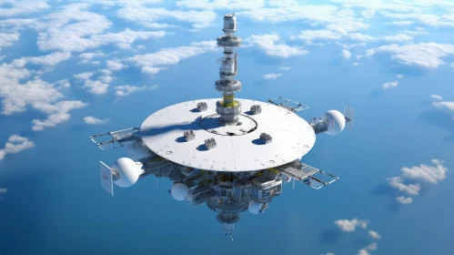 Futuristic Space Station in the Sky