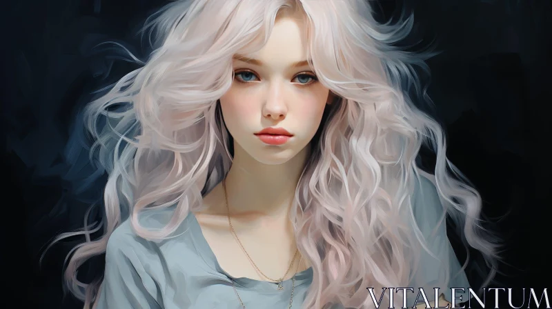 Serene Young Woman Portrait AI Image
