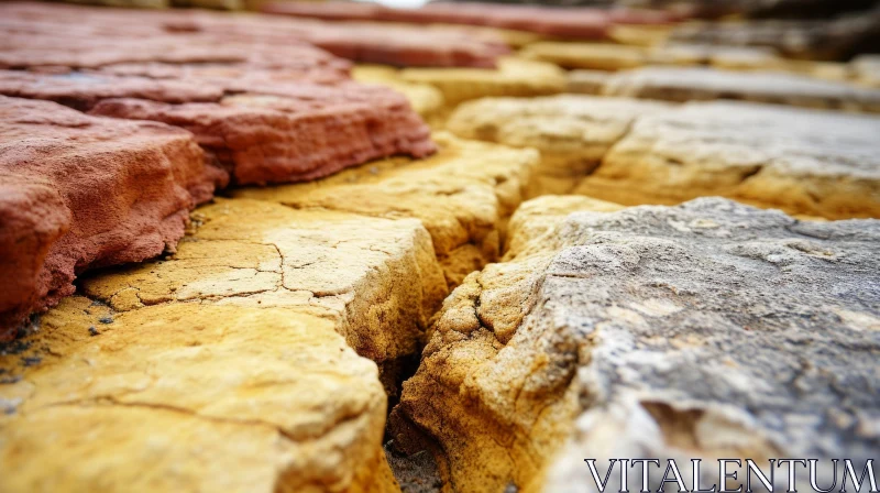 Cracked Stone Wall in Yellow and Orange Tones AI Image