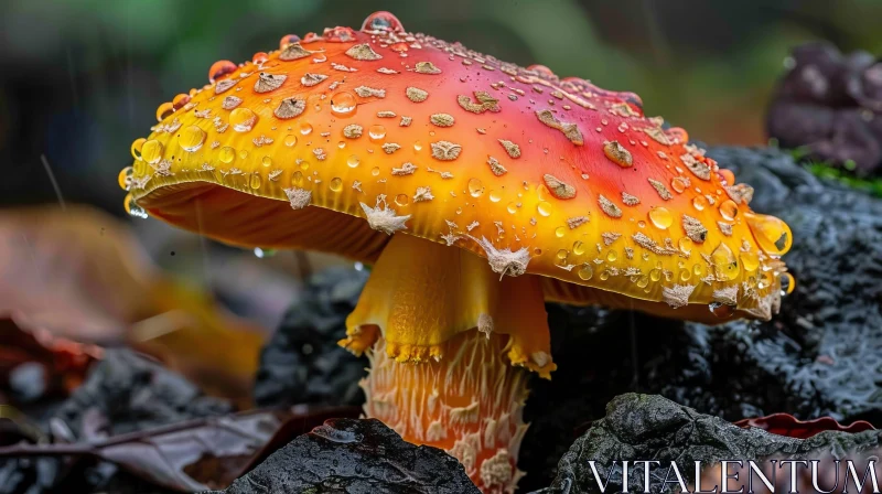 AI ART Red and Yellow Mushroom in Forest