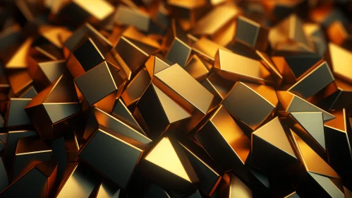 Shiny Gold Nuggets 3D Rendering