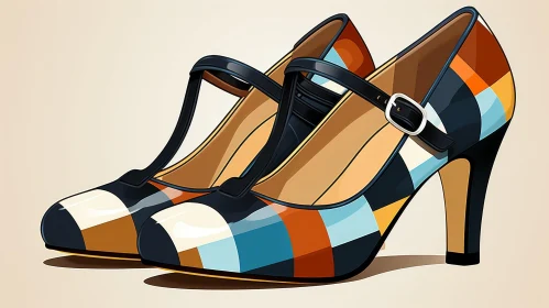 Stylish Women's High-Heeled Shoes with Geometric Pattern