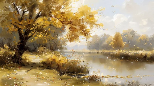 Tranquil Autumn Landscape Painting