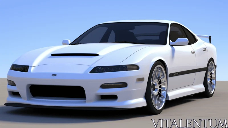 White Sports Car in Maya: Realistic 3D Rendering with Zigzags AI Image