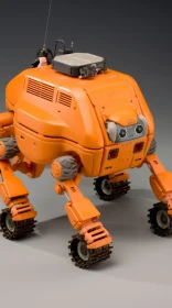Innovative Orange Robot on Gray Surface