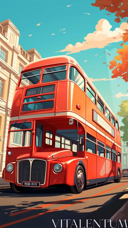 London Cartoon Bus Illustration AI Image