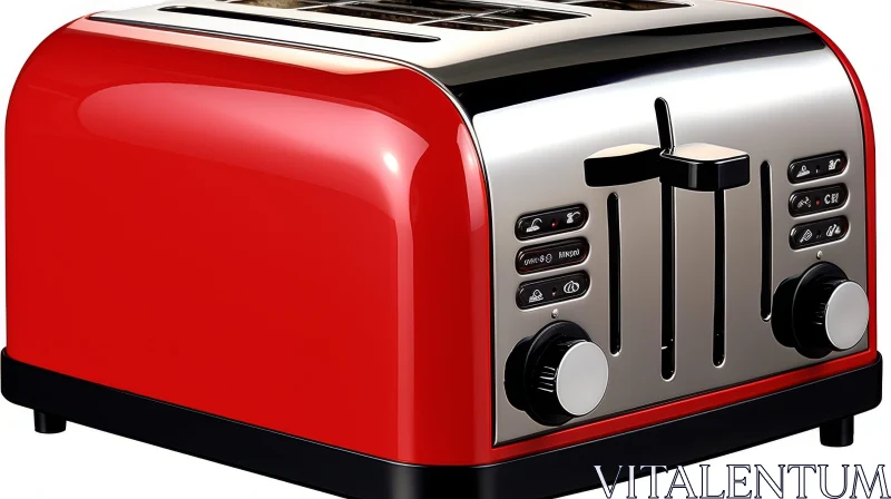Red and Black Toaster with Four Slots AI Image