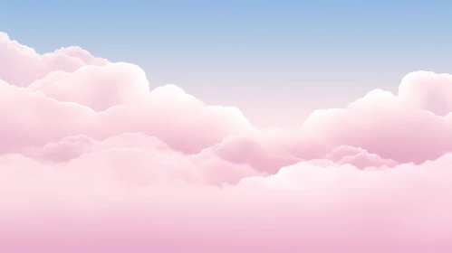 Tranquil Blue and Pink Sky with Fluffy Clouds