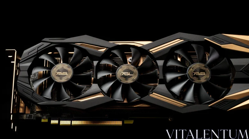 AI ART Black and Gold Graphics Card with Three Fans