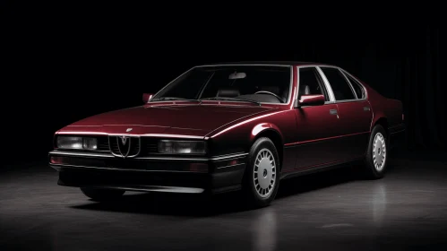 Captivating Red Car in a Dark Setting | 1980s Style | Luxurious Opulence