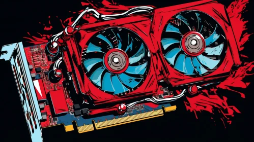 Detailed Digital Art of Red and Black Graphics Card