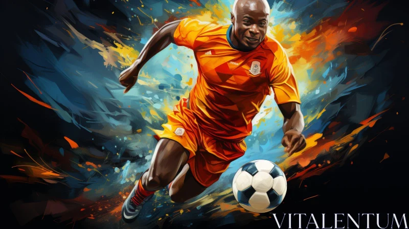Intense Soccer Player Painting AI Image