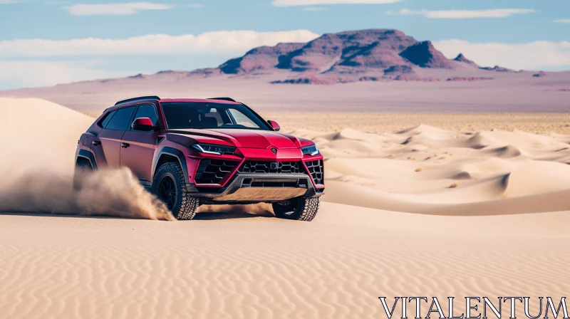 Lamborghini SUV Driving in the Sand Desert | Red and Magenta AI Image