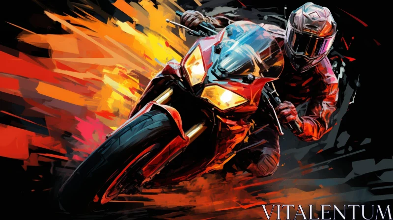 Man Riding Motorcycle - Action Painting AI Image