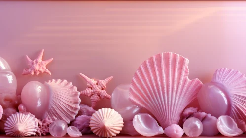 Pink Seashells and Starfish Close-Up