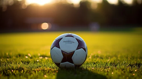Soccer Ball Close-Up on Grass Field