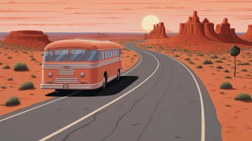Vintage Bus Driving on Desert Road | Scenicruiser