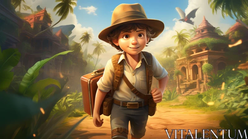 AI ART Exciting Adventure of a Young Boy in a Jungle