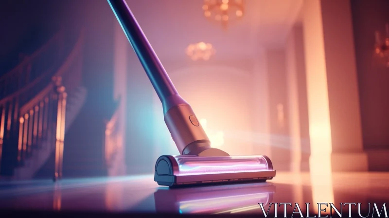 Futuristic Vacuum Cleaner in Light Rays AI Image