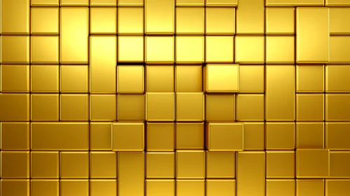 Golden Cubes Wall - 3D Rendering