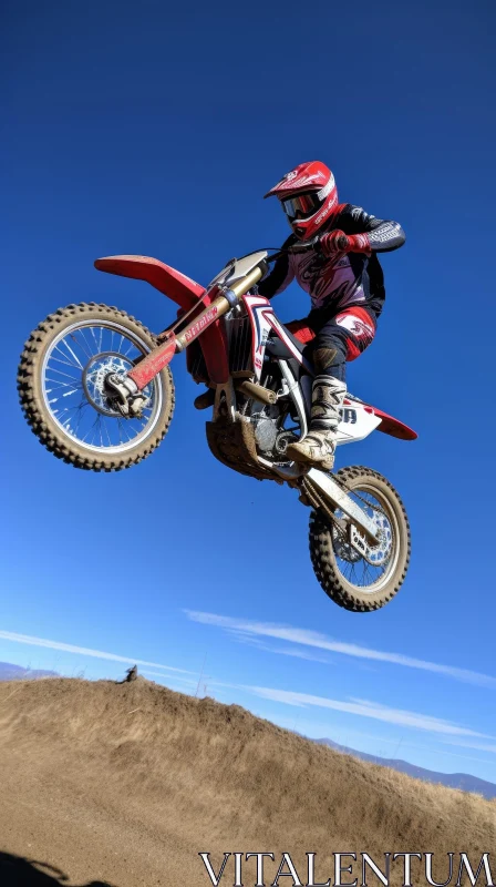 Motocross Rider Jumping Dirt Bike - Action Shot AI Image