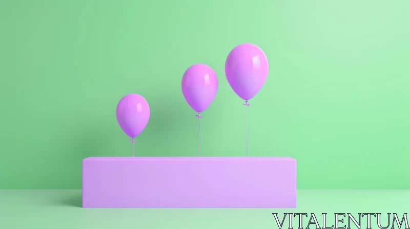 AI ART Pink Balloons on Green Background
