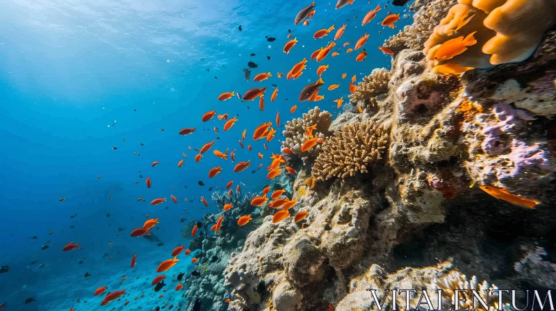 Underwater Coral Reef with Colorful Fish - Sunlit Beauty AI Image