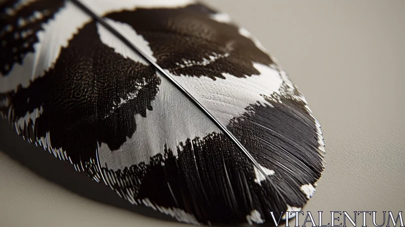 AI ART Black and White Spotted Feather Close-up