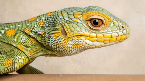 Green and Yellow Lizard Close-up - Stunning Reptile View