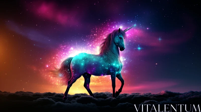AI ART Majestic Unicorn in Clouds - Enchanting Fantasy Art