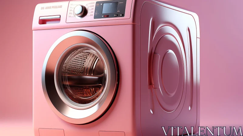 Pink Front-Loading Washing Machine with Glass Door AI Image