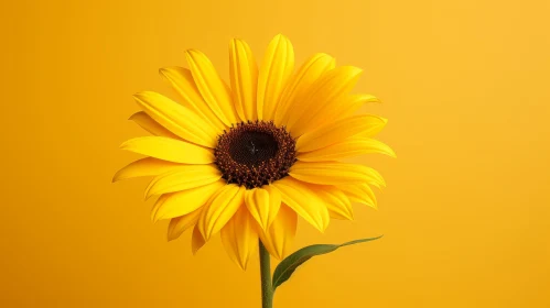 Sunflower Bloom on Yellow Background