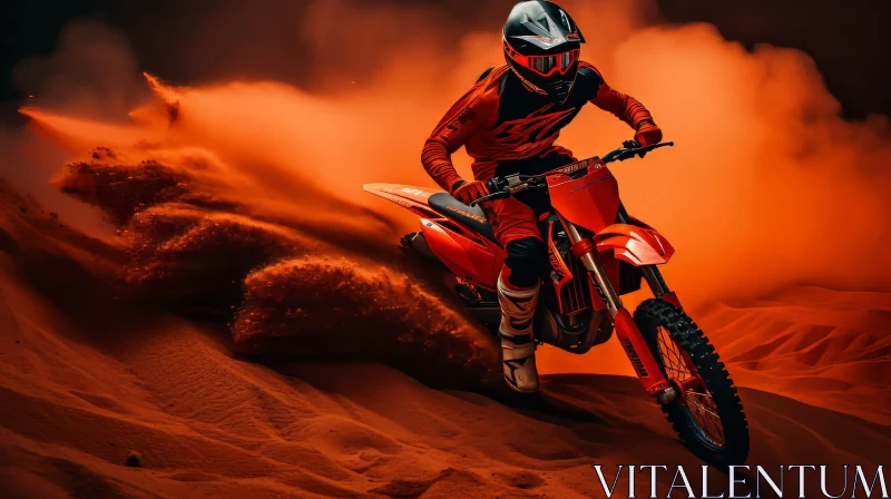 AI ART Thrilling Dirt Bike Rider Jumping in Desert