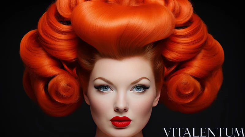 Unique Woman Hairstyle in Bright Orange AI Image