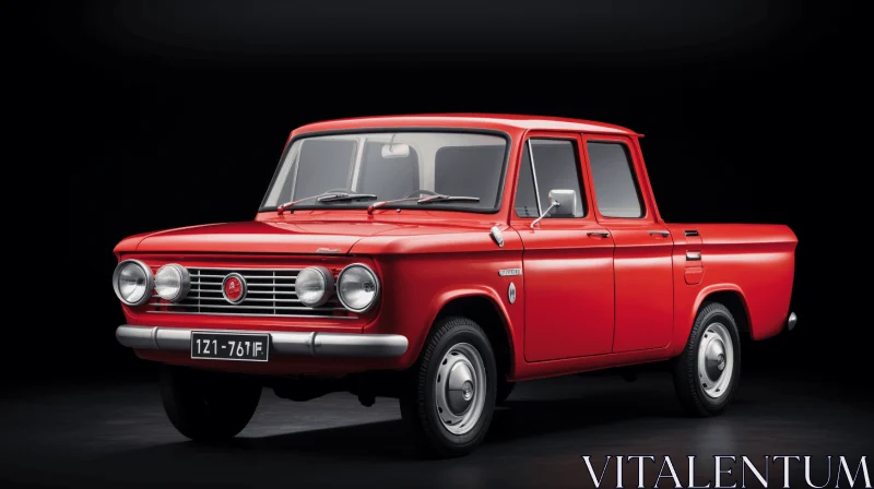 AI ART Vintage Red Truck in Studio: A Nostalgic Soviet Relic