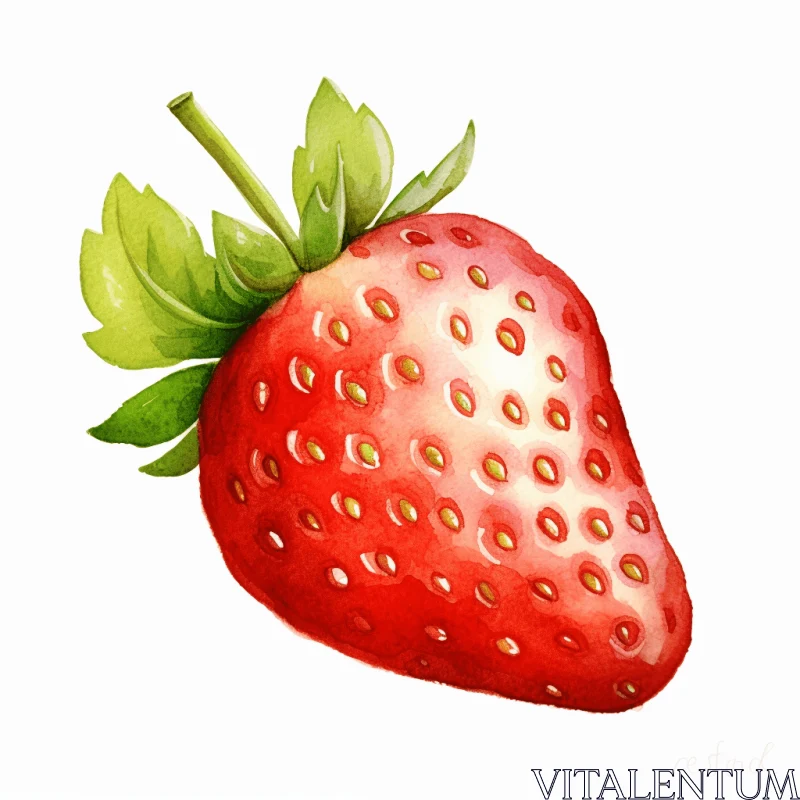 Watercolor Strawberry Painting on White Background | Realistic Whimsical Design AI Image
