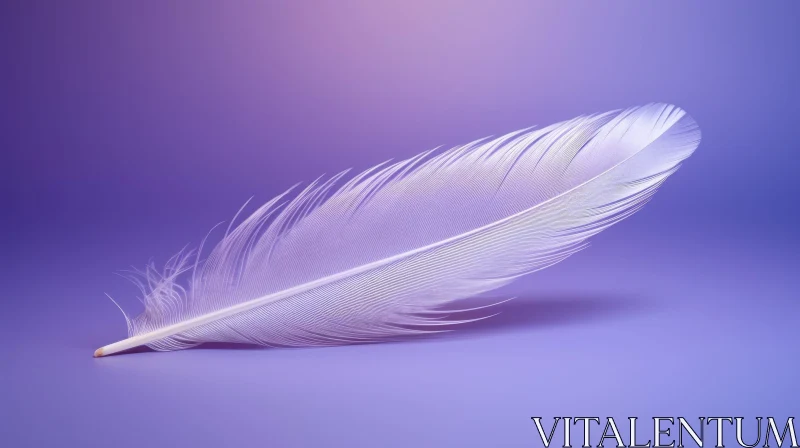 AI ART White Feather on Purple Background - Delicate Beauty and Contrast