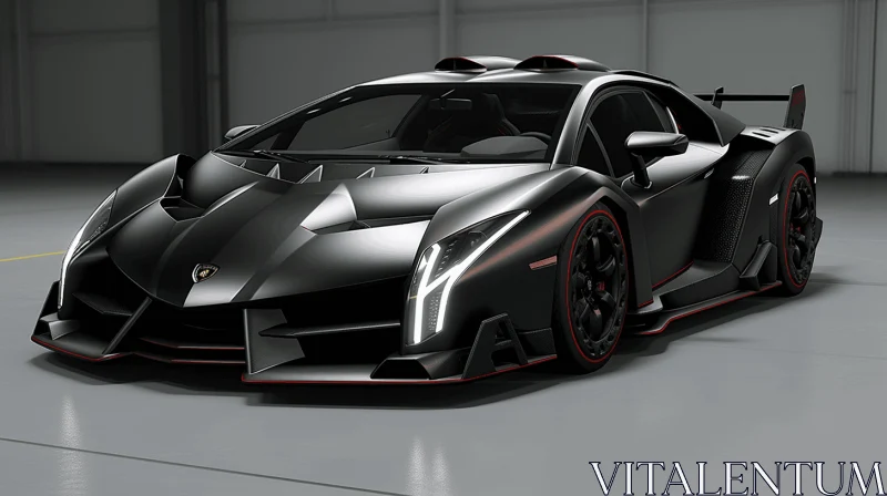 Dark and Red Lamborghini Concept Car: A Hyper-Realistic Sculpture AI Image