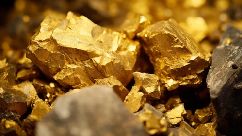 Glinting Gold Nuggets - Opulent Close-Up Image
