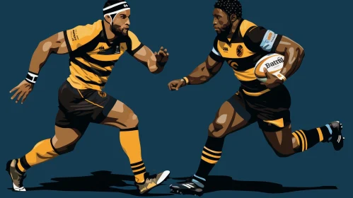 Intense Rugby Player Battle - Vector Illustration