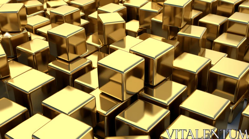 Luxurious Gold Cubes - 3D Rendering AI Image