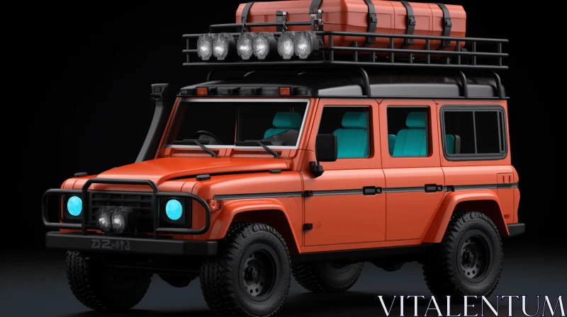 Orange Land Rover Defender 3D Model - Hyper-Detailed and Realistic Rendering AI Image