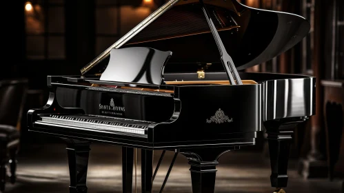 Elegant Black Grand Piano - Musical Instrument Photography