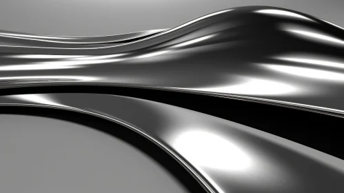 Futuristic Metallic Wave Pattern - 3D Rendering