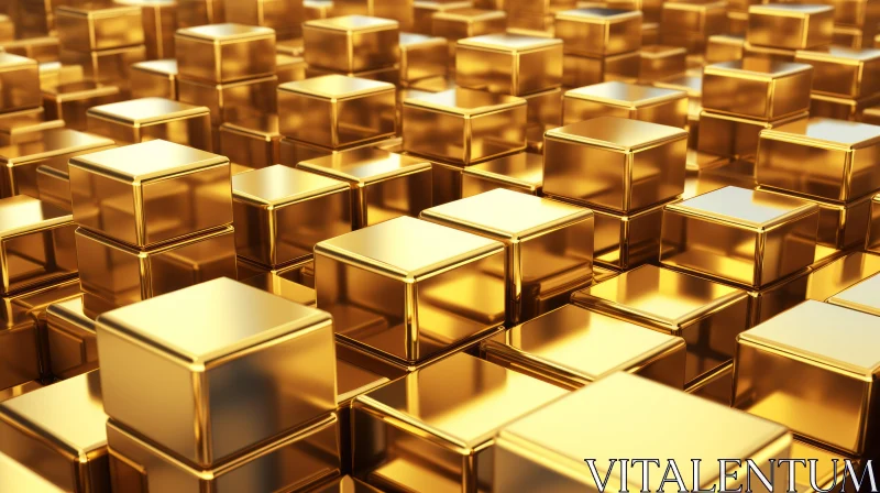 Luxurious Gold Cubes - 3D Rendering AI Image