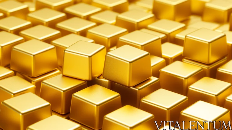 Luxurious Gold Cubes 3D Rendering AI Image