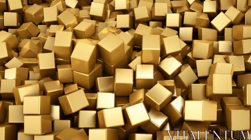 Mesmerizing Gold Cubes - 3D Rendering AI Image