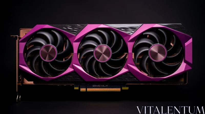 Modern Graphics Card with Black and Pink Cooling Fans AI Image